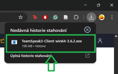 Spusť program kliknutím v prohlížeči